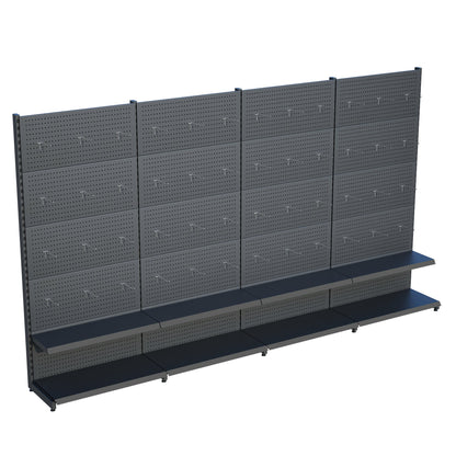 Antrasit Renk 2 Katlı Kancalı Hırdavat Raf Sistemi | Market Rafı | Yükseklik H220 CM|