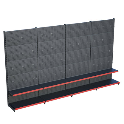 Antrasit Renk 2 Katlı Kancalı Hırdavat Raf Sistemi | Market Rafı | Yükseklik H220 CM|