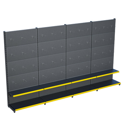 Antrasit Renk 2 Katlı Kancalı Hırdavat Raf Sistemi | Market Rafı | Yükseklik H220 CM|