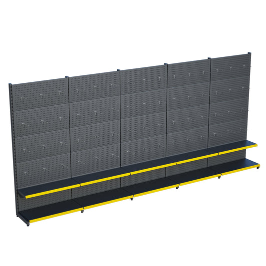 Antrasit Renk 2 Katlı Kancalı Hırdavat Raf Sistemi | Market Rafı | Yükseklik H220 CM|