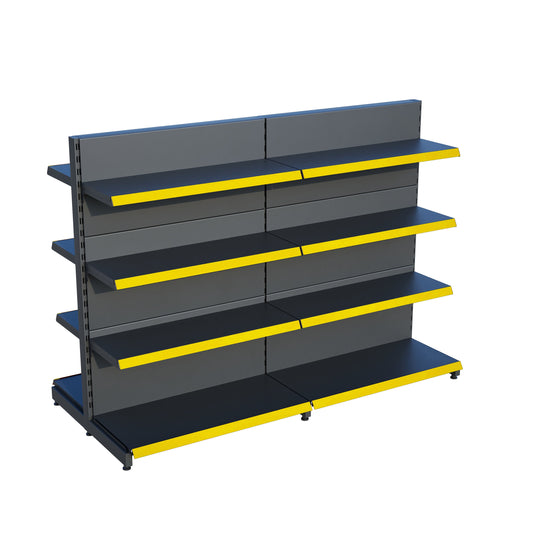 Antrasit Renk 4 Katlı Çiftli Orta Reyon | Market Rafı | Yükseklik H140 CM|