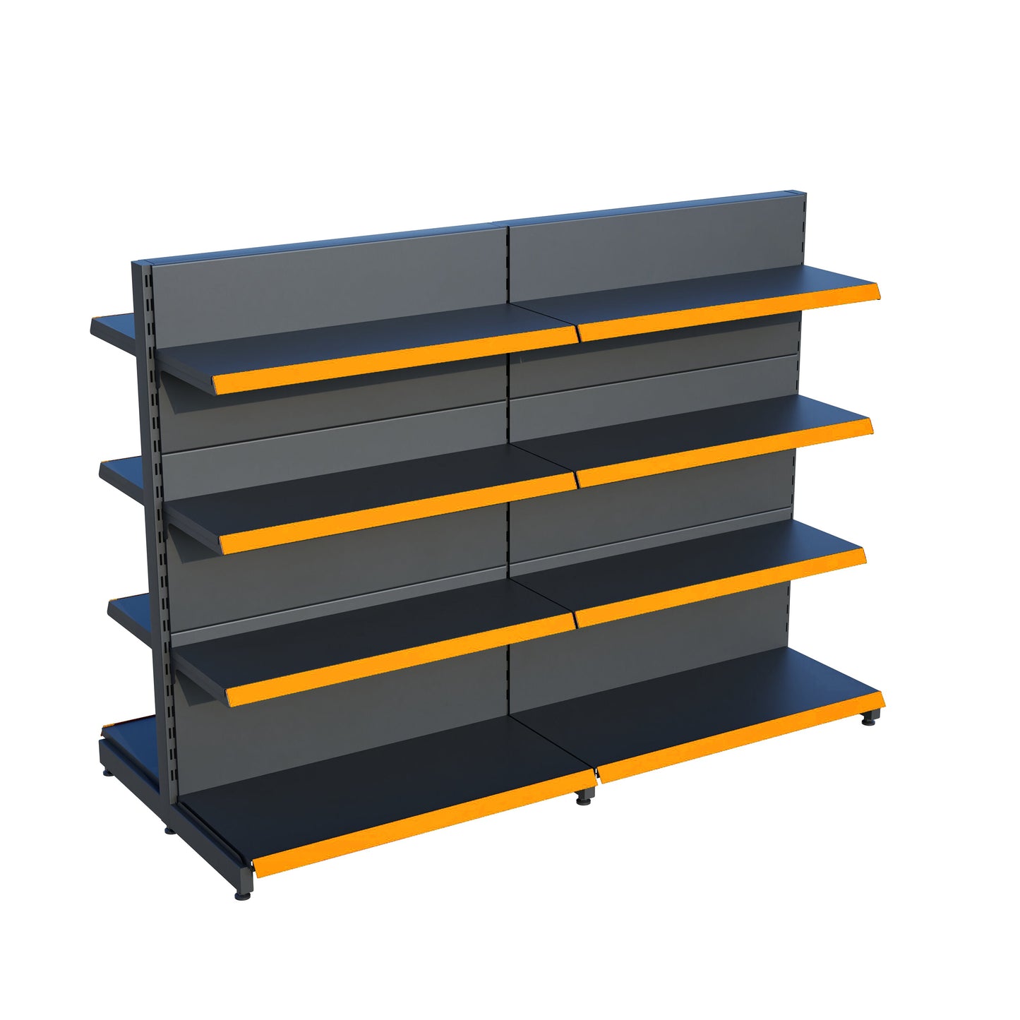 Antrasit Renk 4 Katlı Çiftli Orta Reyon | Market Rafı | Yükseklik H140 CM|