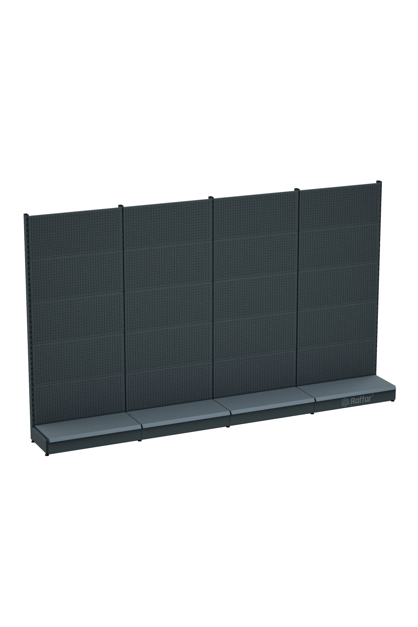BAZALI Antrasit Renk Metal 4'lü Birleşik Market Raf Sistemi | Market Rafı |  G360 CMYükseklik H220 CM|