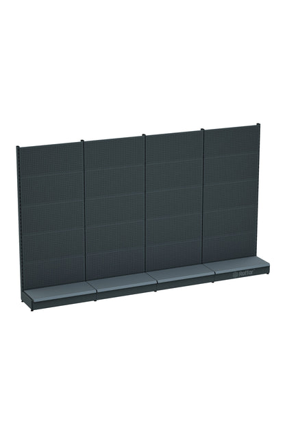 BAZALI Antrasit Renk Metal 4'lü Birleşik Market Raf Sistemi | Market Rafı |  G360 CMYükseklik H220 CM|