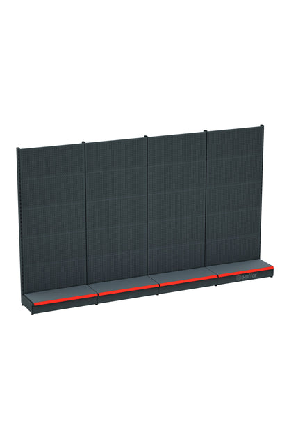 BAZALI Antrasit Renk Metal 4'lü Birleşik Market Raf Sistemi | Market Rafı |  G360 CMYükseklik H220 CM|