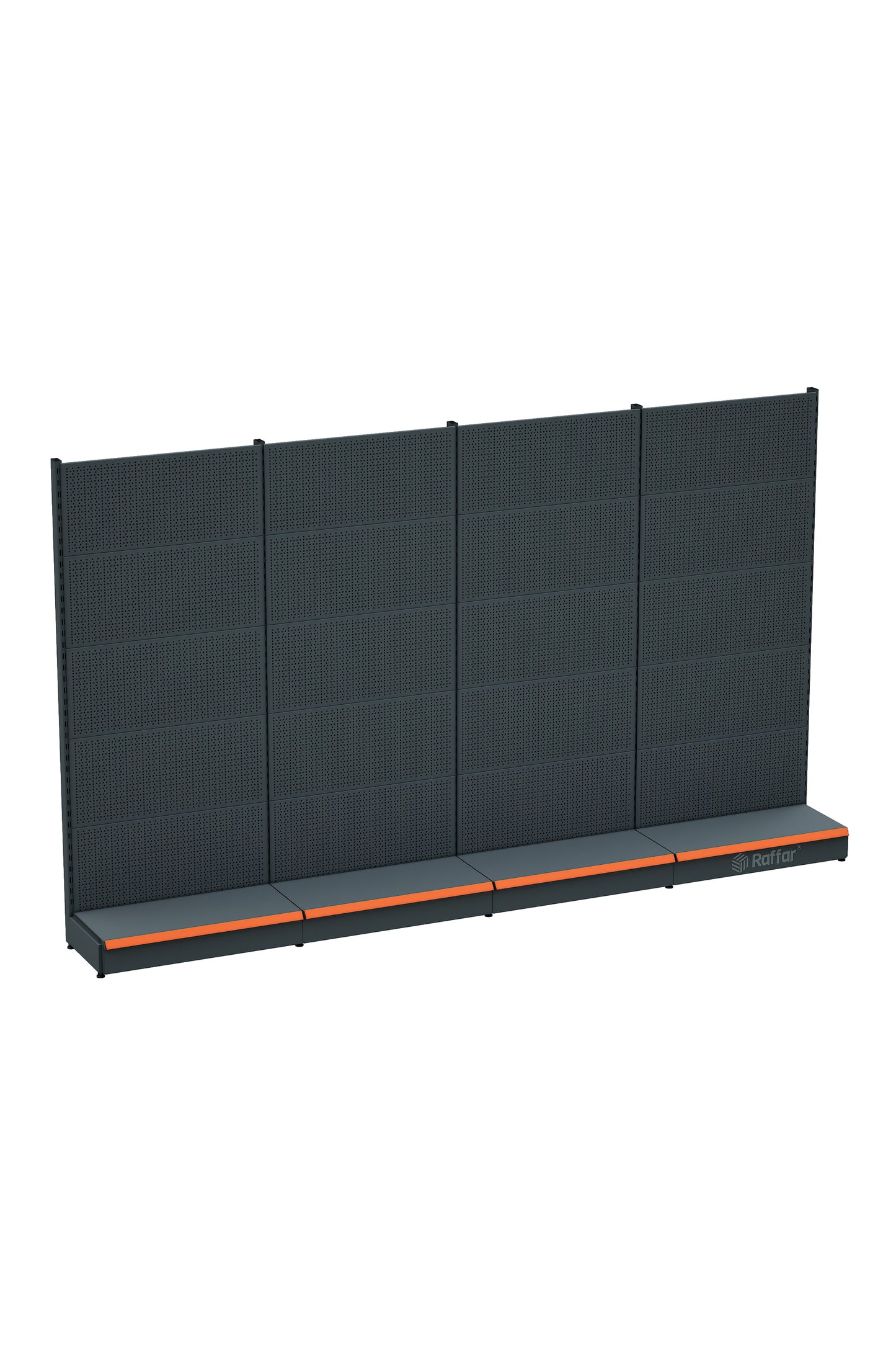 BAZALI Antrasit Renk Metal 4'lü Birleşik Market Raf Sistemi | Market Rafı |  G360 CMYükseklik H220 CM|