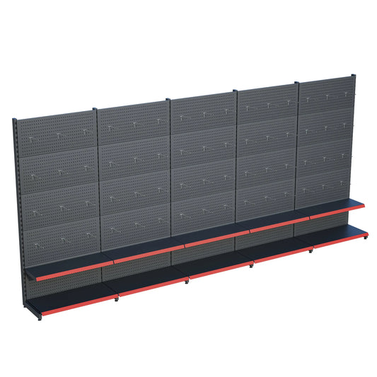 Antrasit Renk Metal 4'lü Birleşik 2 Katlı Market Raf Sistemi | Market Rafı |  G360 CMYükseklik H220 CM| Raffar