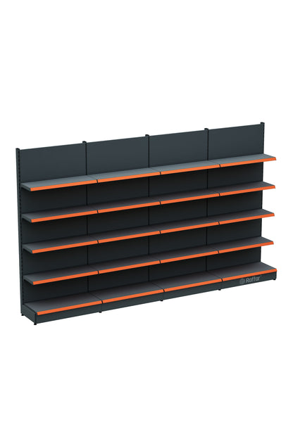 BAZALI Antrasit Siyah Metal 5 Katlı 4'lü Birleşik Katlı Market Raf Sistemi | Market Rafı | G360 CMYükseklik H220 CM|