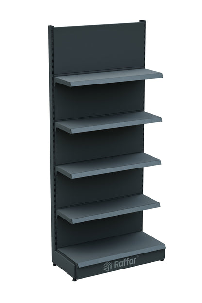 BAZALI Antrasit Siyah Renk Metal 5 Katlı Market Raf Sistemi | Market Rafı | G90CM Yükseklik H220 CM|