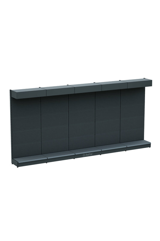 ŞAPKALI VE BAZALI Antrasit Metal 5Lİ Birleşik Market Raf Sistemi | Hırdavat Rafı | G450CM Yükseklik H220 CM|