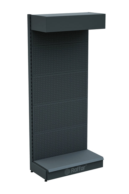 ŞAPKALI VE BAZALI Antrasit Metal Delikli  Market Raf Sistemi | Hırdavat Rafı |  G90CM Yükseklik H220 CM|
