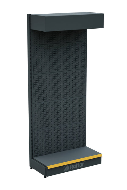 ŞAPKALI VE BAZALI Antrasit Metal Delikli  Market Raf Sistemi | Hırdavat Rafı |  G90CM Yükseklik H220 CM|
