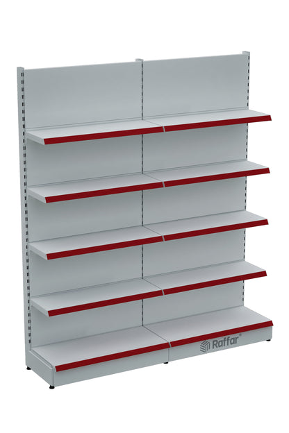 BAZALI Beyaz Metal 5 Katlı 2'li Birleşik Katlı Market Raf Sistemi | Market Rafı | G180CM Yükseklik H220 CM|