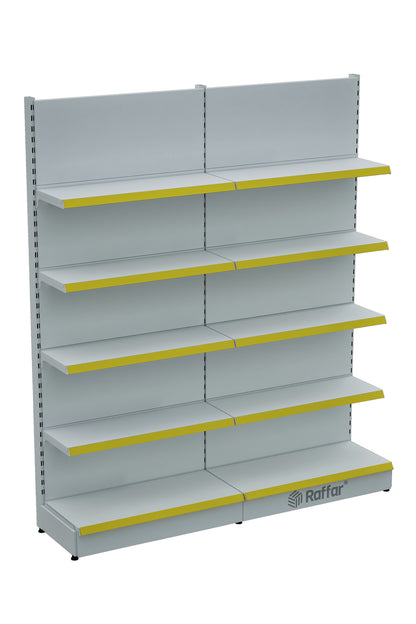 BAZALI Beyaz Metal 5 Katlı 2'li Birleşik Katlı Market Raf Sistemi | Market Rafı | G180CM Yükseklik H220 CM|