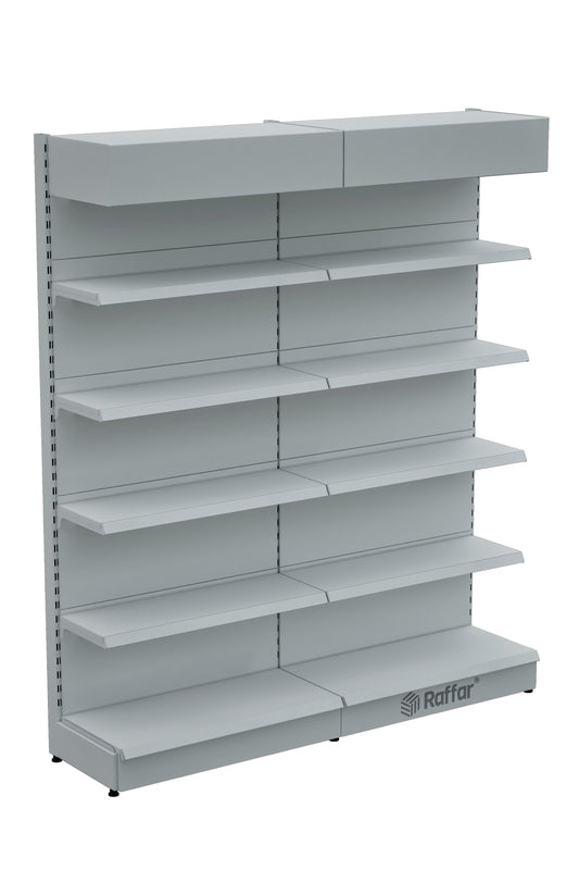 ŞAPKALI VE BAZALI Beyaz Metal 5 Katlı 2'li Birleşik Katlı Market Raf Sistemi | Market Rafı | G180CM Yükseklik H220 CM|