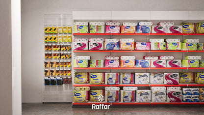 BAZALI Beyaz Metal 5 Katlı 2'li Birleşik Katlı Market Raf Sistemi | Market Rafı | G180CM Yükseklik H220 CM|