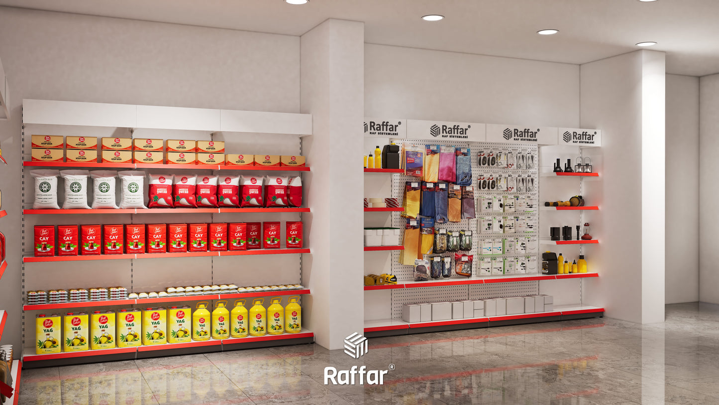 BAZALI Beyaz Metal 5 Katlı 2'li Birleşik Katlı Market Raf Sistemi | Market Rafı | G180CM Yükseklik H220 CM|