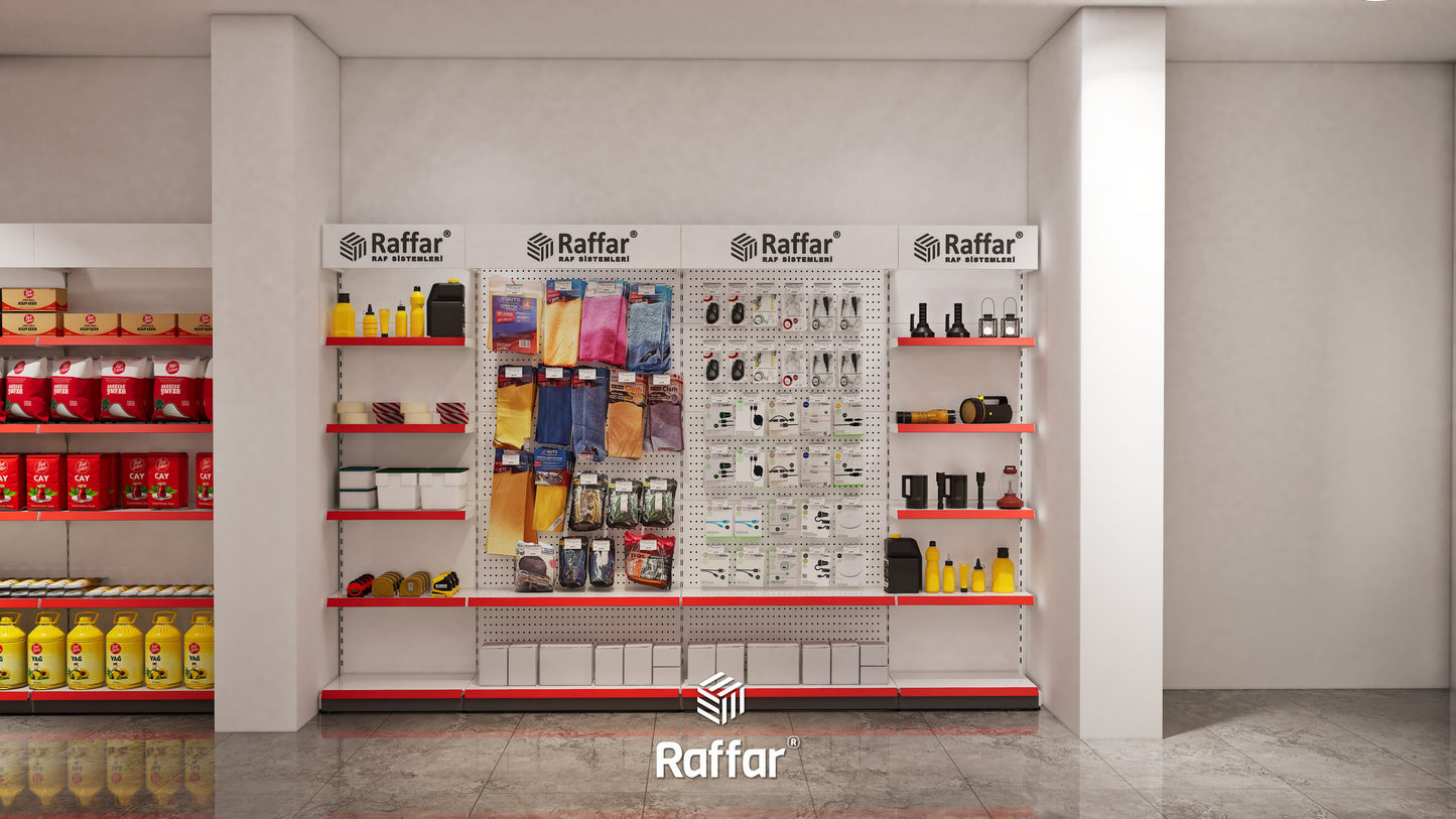 BAZALI Beyaz Metal 5 Katlı 3'lü Birleşik Katlı Market Raf Sistemi | Market Rafı | G270CM Yükseklik H220 CM|