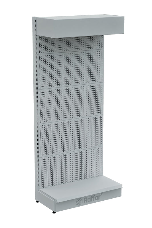 ŞAPKALI VE BAZALI Beyaz Metal Delikli  Market Raf Sistemi | Hırdavat Rafı | G90CM Yükseklik H220 CM|