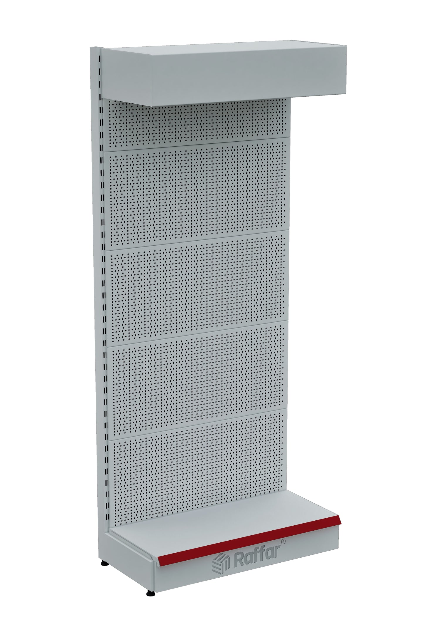 ŞAPKALI VE BAZALI Beyaz Metal Delikli  Market Raf Sistemi | Hırdavat Rafı | G90CM Yükseklik H220 CM|