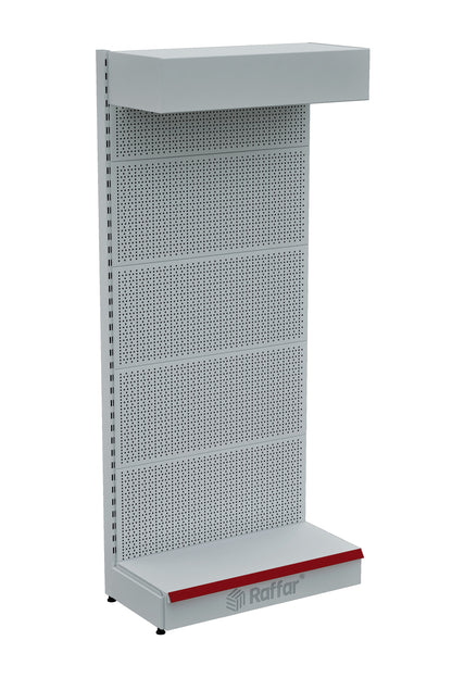 ŞAPKALI VE BAZALI Beyaz Metal Delikli  Market Raf Sistemi | Hırdavat Rafı | G90CM Yükseklik H220 CM|