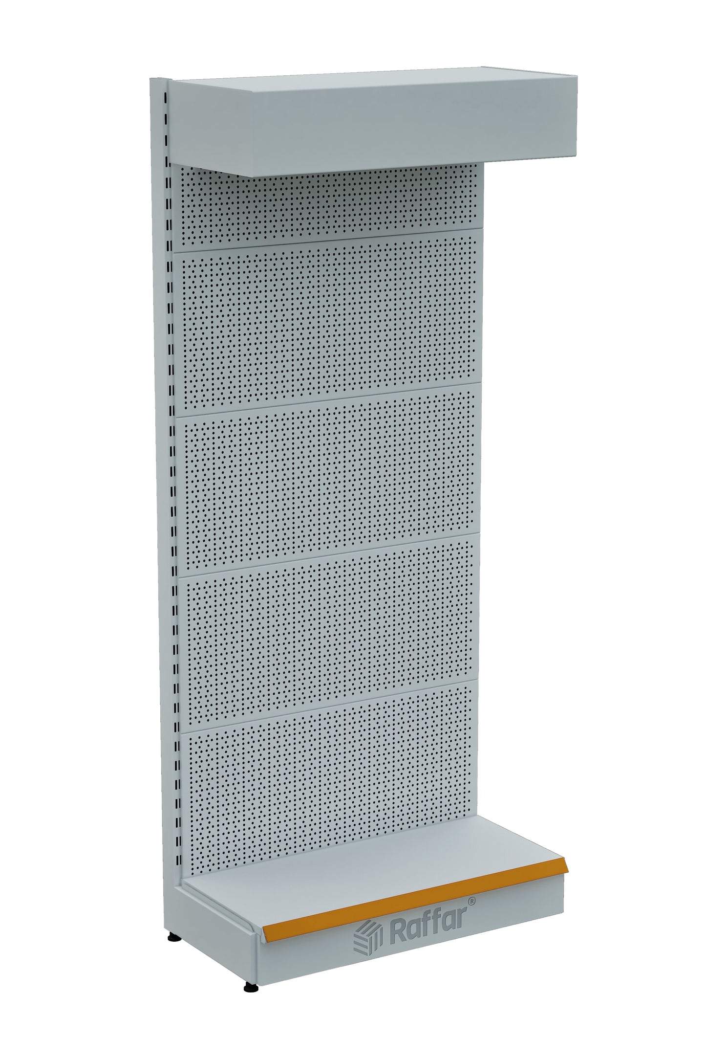 ŞAPKALI VE BAZALI Beyaz Metal Delikli  Market Raf Sistemi | Hırdavat Rafı | G90CM Yükseklik H220 CM|