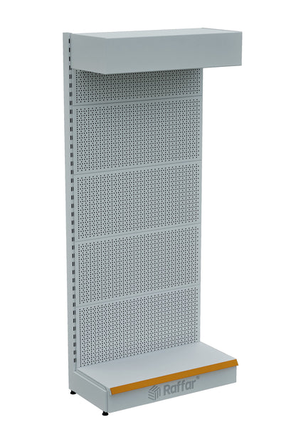 ŞAPKALI VE BAZALI Beyaz Metal Delikli  Market Raf Sistemi | Hırdavat Rafı | G90CM Yükseklik H220 CM|