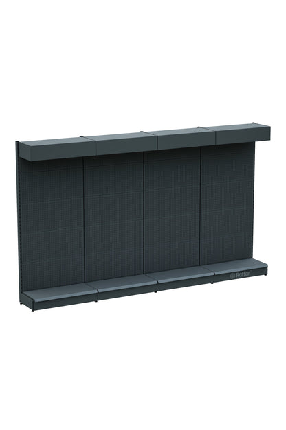 ŞAPKALI VE BAZALI ANTRASİT Renk Metal 4'lü Birleşik Market Raf Sistemi | Market Rafı | G360CM Yükseklik H220 CM|