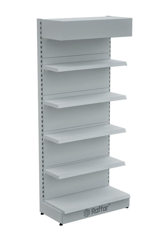 ŞAPKALI VE BAZALI Beyaz Renk Metal 5 Katlı Market Raf Sistemi | Market Rafı |  G90CM Yükseklik H220 CM|