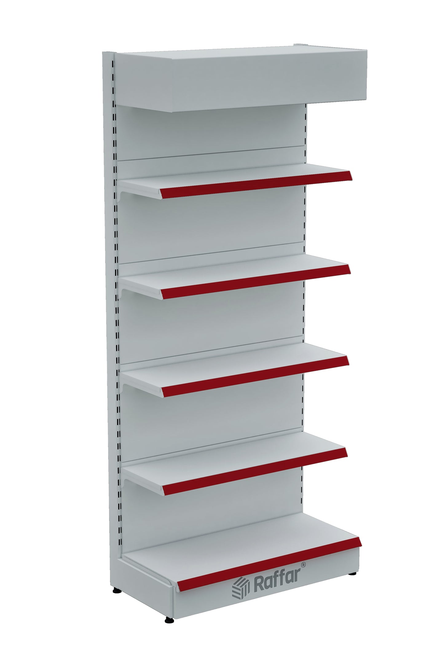 ŞAPKALI VE BAZALI Beyaz Renk Metal 5 Katlı Market Raf Sistemi | Market Rafı |  G90CM Yükseklik H220 CM|