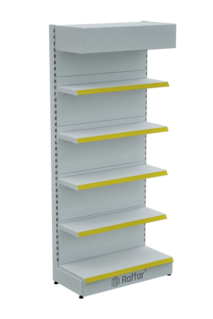 ŞAPKALI VE BAZALI Beyaz Renk Metal 5 Katlı Market Raf Sistemi | Market Rafı |  G90CM Yükseklik H220 CM|