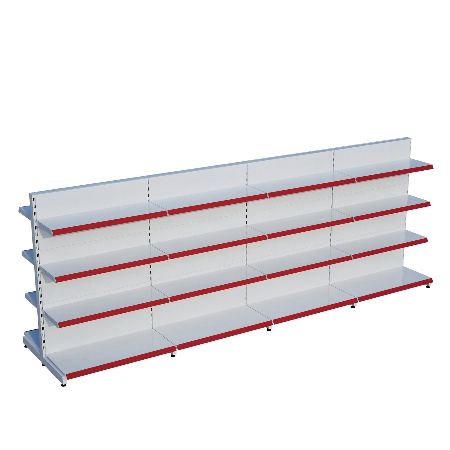 Beyaz Çift Yönlü Orta Reyon Market RafıD30CMxG280CMxH140CM