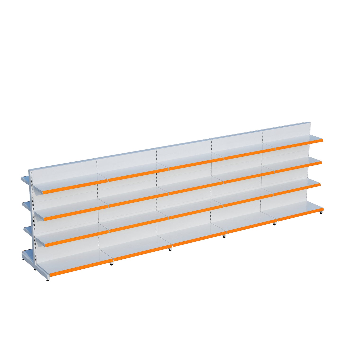 Beyaz Çift Yönlü Orta Reyon Market RafıD30CMxG350CMxH140CM