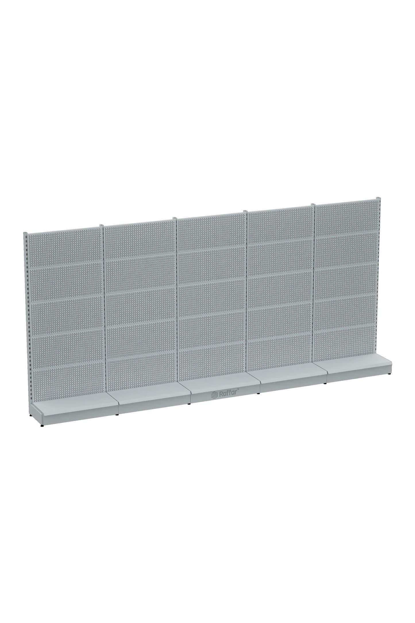 BAZALI Beyaz Delikli Metal 5Lİ Birleşik Market Raf Sistemi | Hırdavat Rafı | G450CM Yükseklik H220 CM|