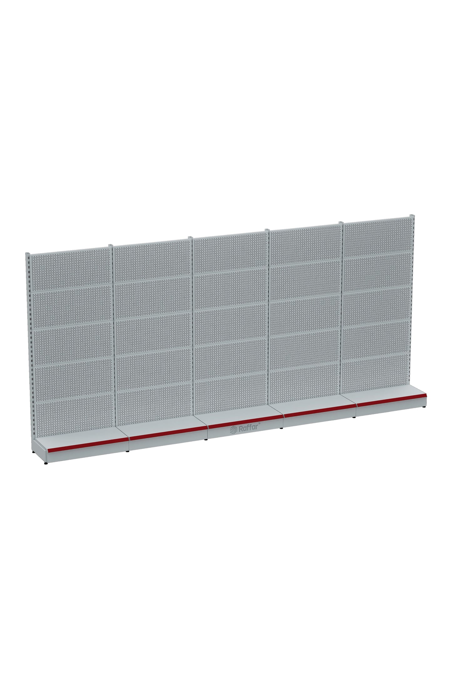 BAZALI Beyaz Delikli Metal 5Lİ Birleşik Market Raf Sistemi | Hırdavat Rafı | G450CM Yükseklik H220 CM|