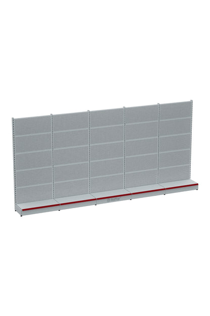 BAZALI Beyaz Delikli Metal 5Lİ Birleşik Market Raf Sistemi | Hırdavat Rafı | G450CM Yükseklik H220 CM|
