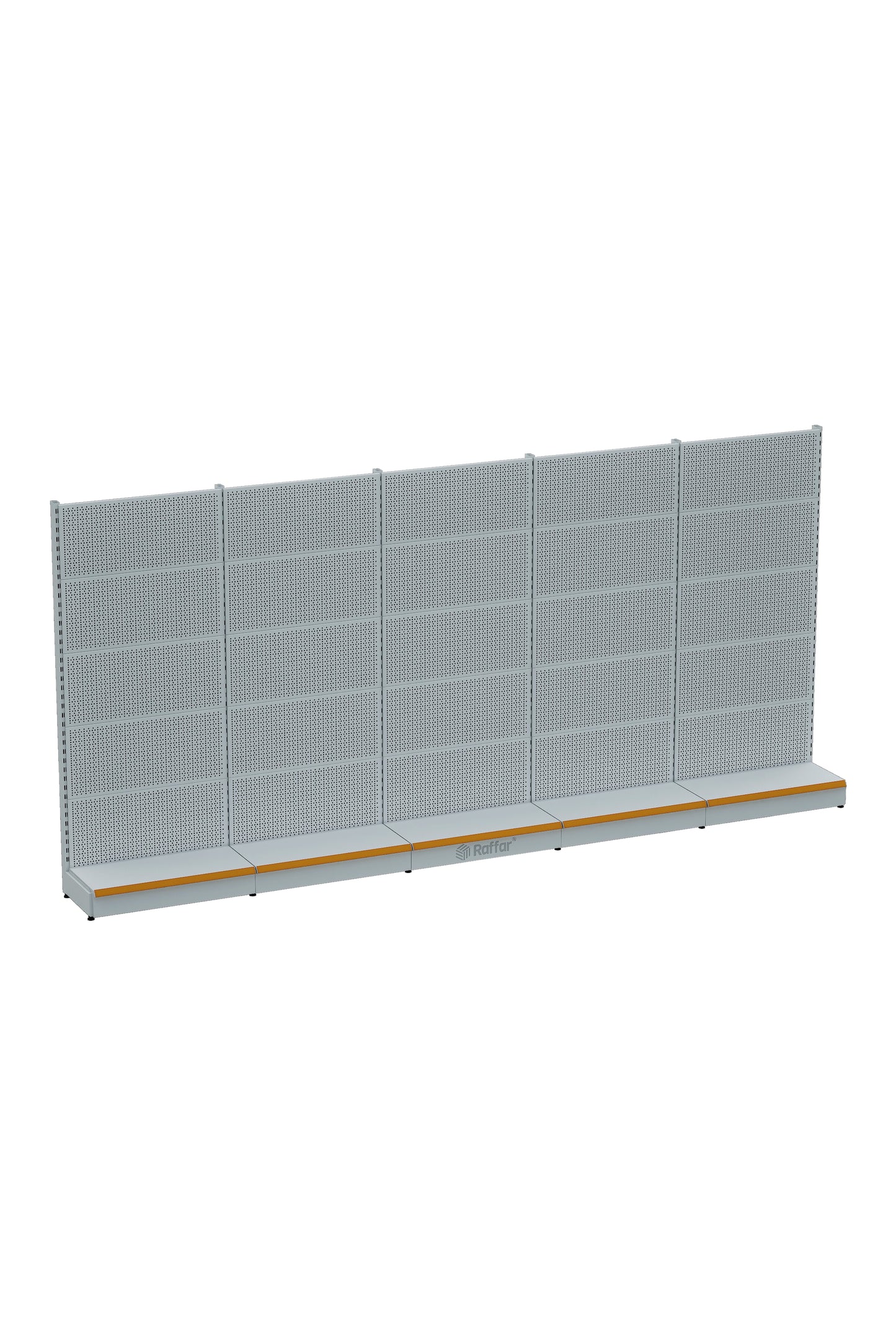 BAZALI Beyaz Delikli Metal 5Lİ Birleşik Market Raf Sistemi | Hırdavat Rafı | G450CM Yükseklik H220 CM|