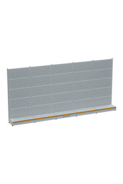 BAZALI Beyaz Delikli Metal 5Lİ Birleşik Market Raf Sistemi | Hırdavat Rafı | G450CM Yükseklik H220 CM|