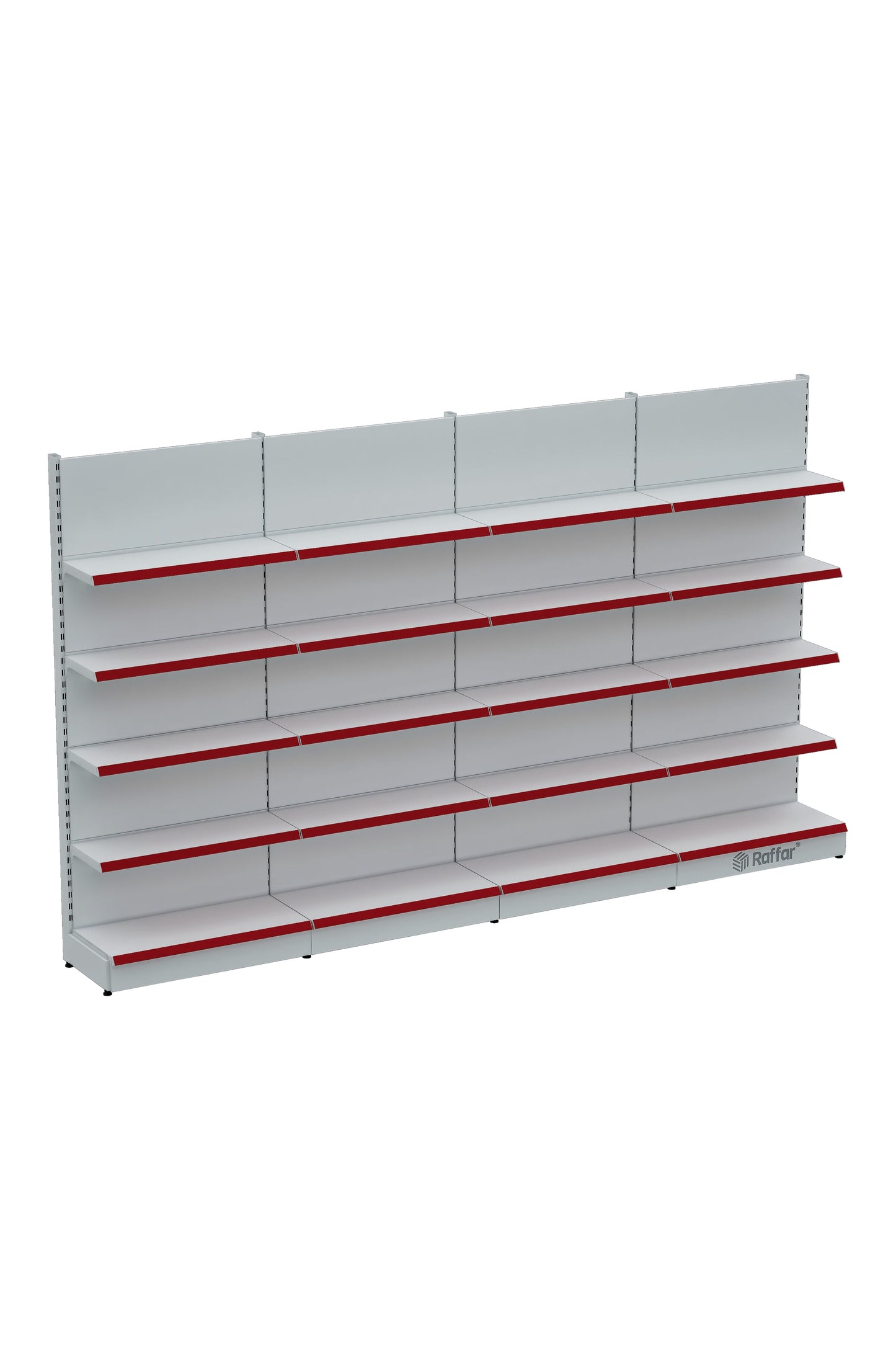 BAZALI Beyaz Metal 5 Katlı 4'lü Birleşik Katlı Market Raf Sistemi | Market Rafı | G360CM Yükseklik H220 CM|