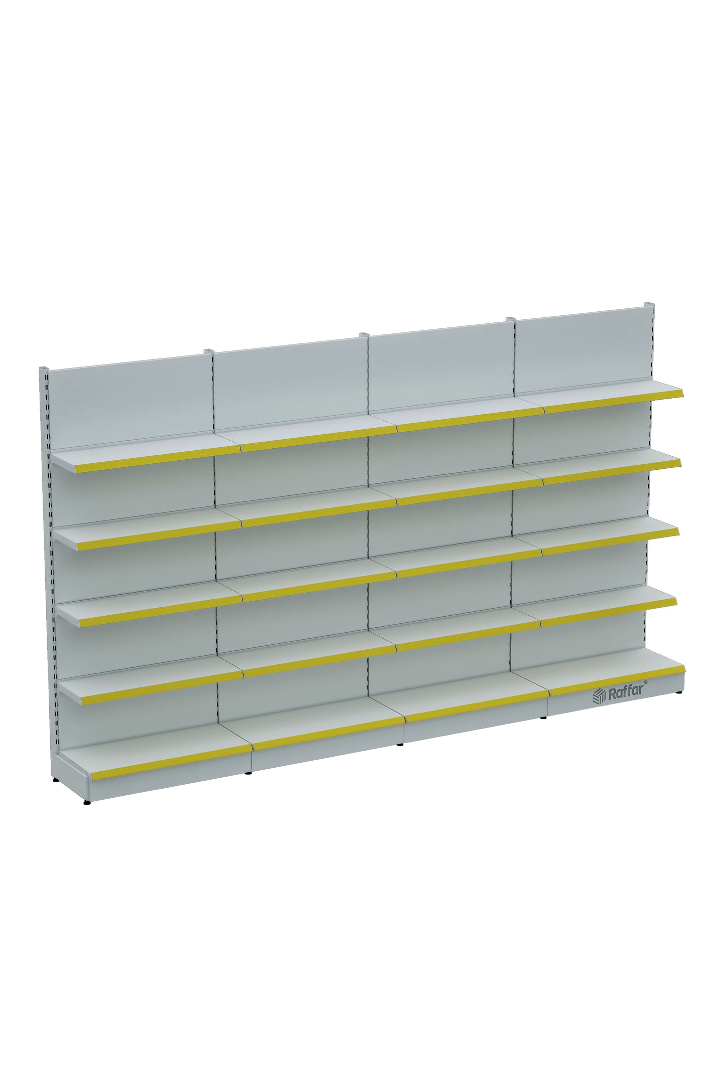 BAZALI Beyaz Metal 5 Katlı 4'lü Birleşik Katlı Market Raf Sistemi | Market Rafı | G360CM Yükseklik H220 CM|