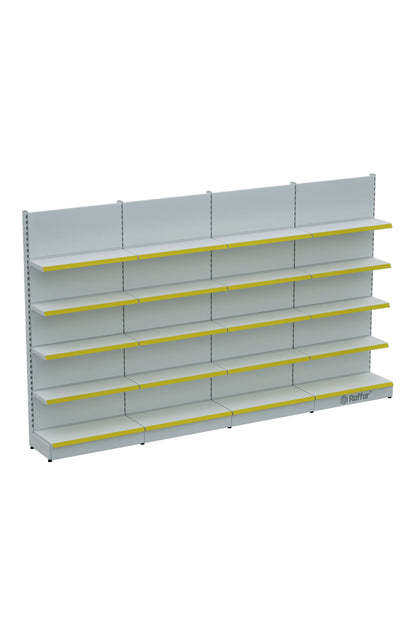 BAZALI Beyaz Metal 5 Katlı 4'lü Birleşik Katlı Market Raf Sistemi | Market Rafı | G360CM Yükseklik H220 CM|