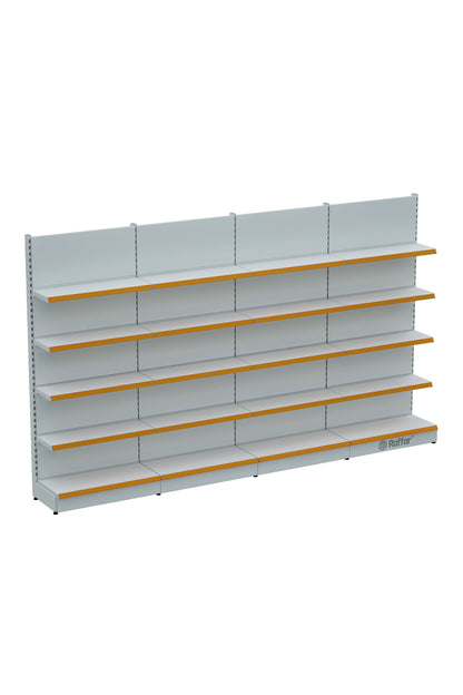 BAZALI Beyaz Metal 5 Katlı 4'lü Birleşik Katlı Market Raf Sistemi | Market Rafı | G360CM Yükseklik H220 CM|