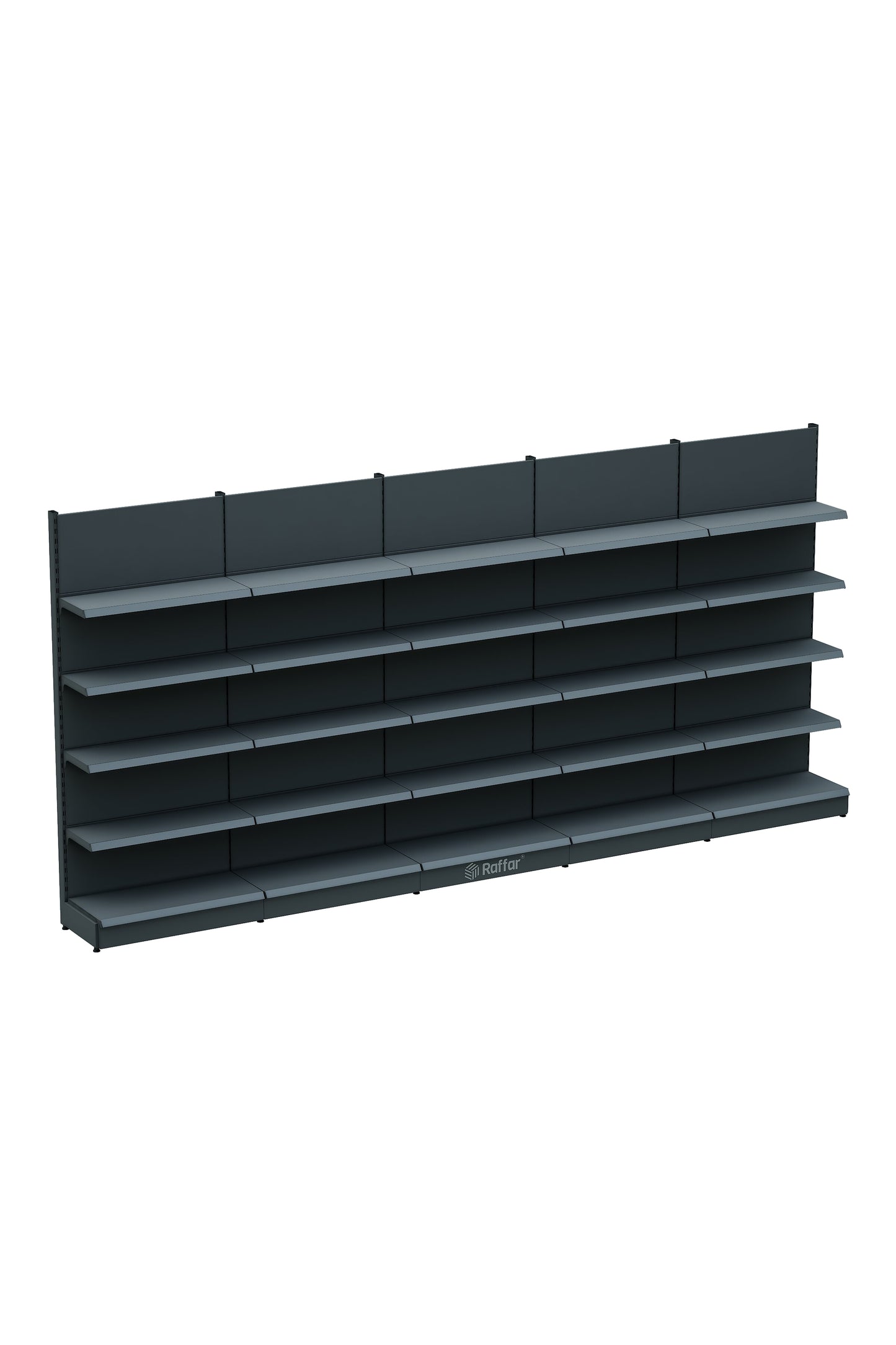 BAZALI ANTRASİT Metal 5 Katlı 5'lİ Birleşik Katlı Market Raf Sistemi | Market Rafı | G450CM Yükseklik H220 CM|