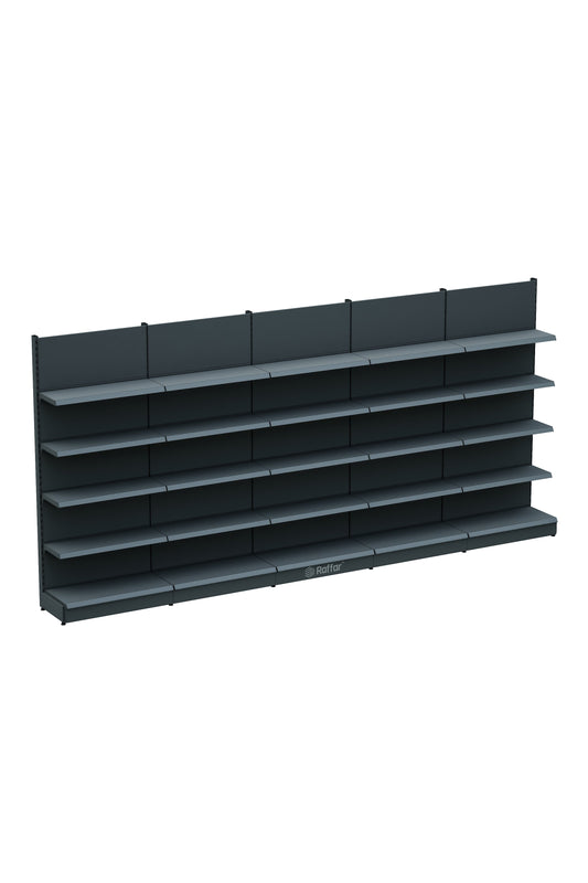 BAZALI ANTRASİT Metal 5 Katlı 5'lİ Birleşik Katlı Market Raf Sistemi | Market Rafı | G450CM Yükseklik H220 CM|