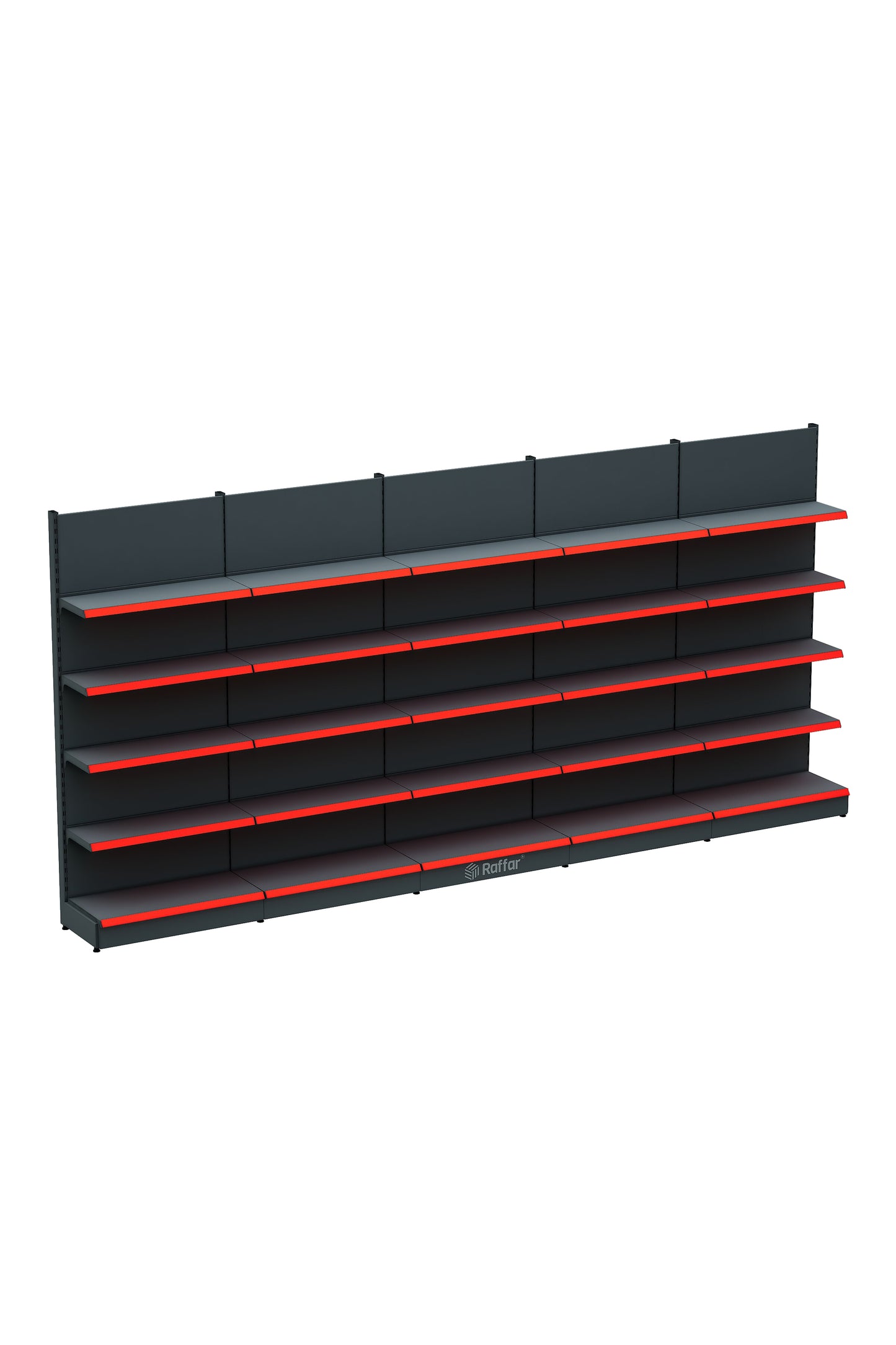 BAZALI ANTRASİT Metal 5 Katlı 5'lİ Birleşik Katlı Market Raf Sistemi | Market Rafı | G450CM Yükseklik H220 CM|