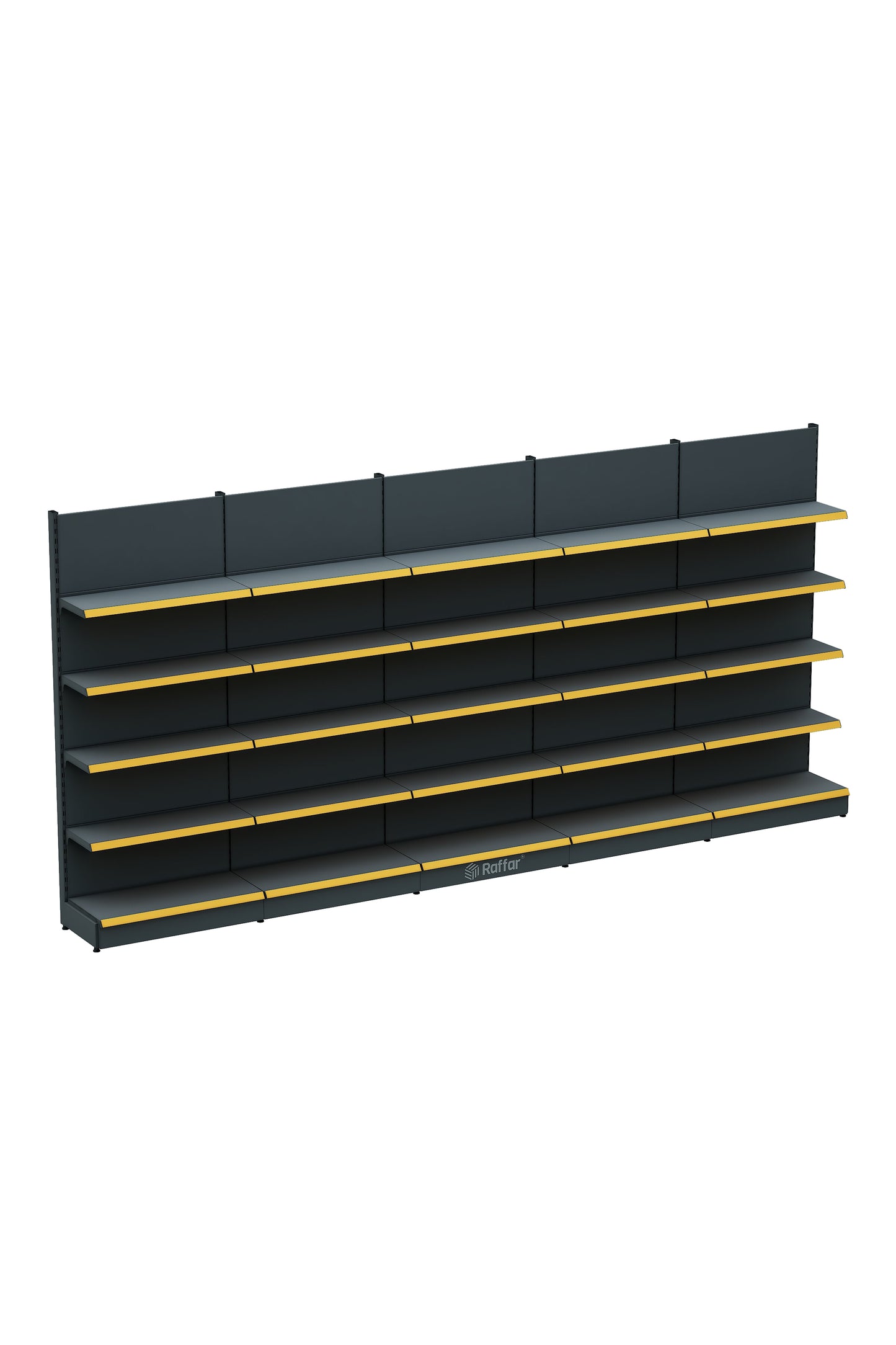 BAZALI ANTRASİT Metal 5 Katlı 5'lİ Birleşik Katlı Market Raf Sistemi | Market Rafı | G450CM Yükseklik H220 CM|