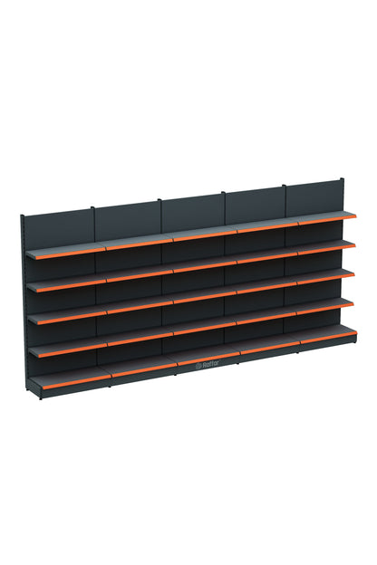 BAZALI ANTRASİT Metal 5 Katlı 5'lİ Birleşik Katlı Market Raf Sistemi | Market Rafı | G450CM Yükseklik H220 CM|