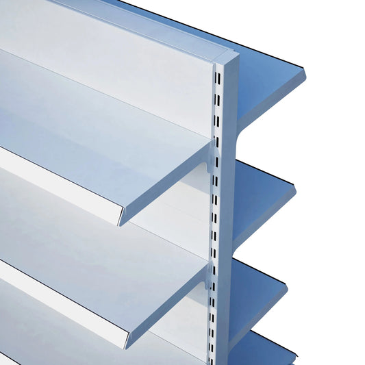 Beyaz Metal Çift Yönlü Orta Reyon 4 Katlı Market Raf Sistemi | Market Rafı | G90CM Yükseklik H140 CM| Raffar