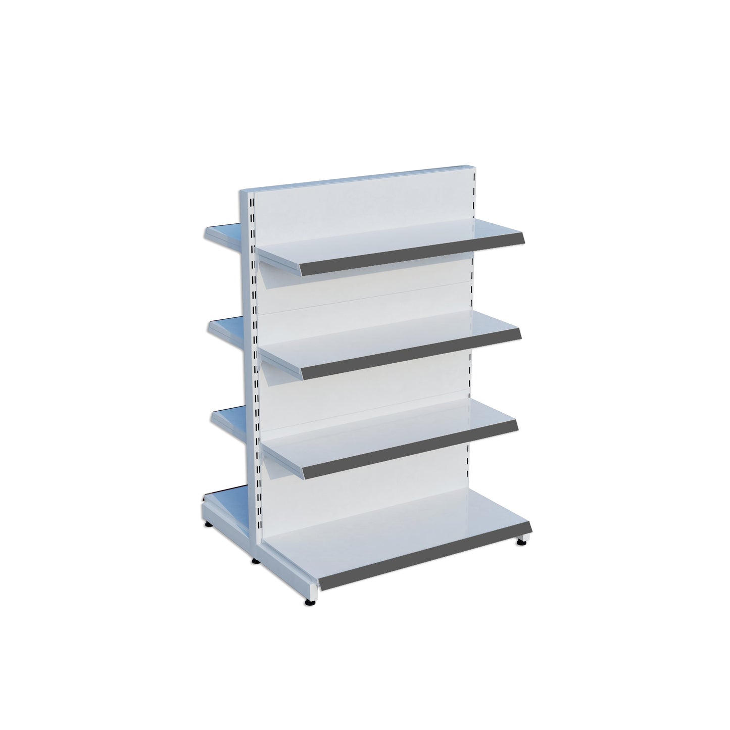 Beyaz Renk 4 Katlı Çiftli Orta Reyon | Market Rafı | Yükseklik H140 CM|