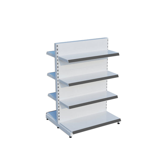 Beyaz Renk 4 Katlı Çiftli Orta Reyon | Market Rafı | Yükseklik H140 CM|